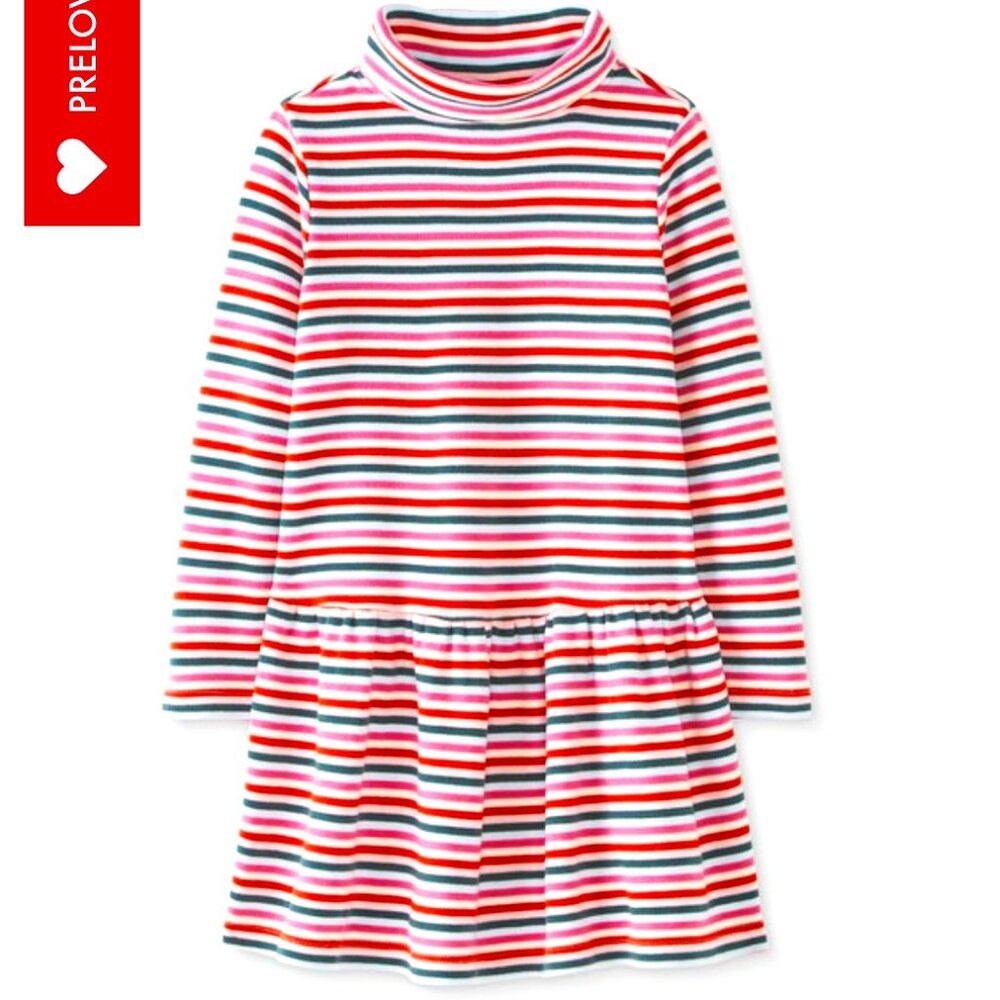 Hanna Andersson, girl's size 8 (130) 100% cotton, striped turtleneck dress. EUC